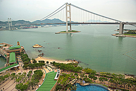 远眺,公园,岛屿,码头,桥,香港