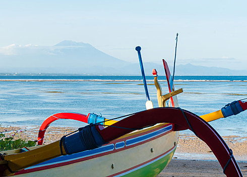 传统,巴厘岛,渔船,海滩