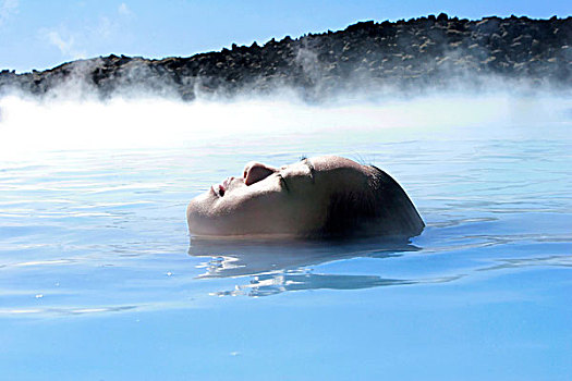 女人,地热,水池,冰岛