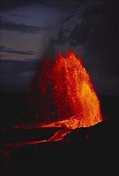 夏威夷,夏威夷大岛,基拉韦厄火山,脚,红色,火山岩,夜空
