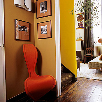橙色,角,正面,阶梯,风景,客厅