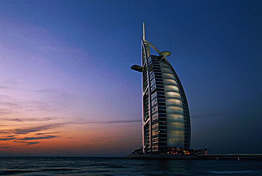 阿联酋,迪拜,帆船酒店,阿拉伯,塔,晚间,大幅,尺寸