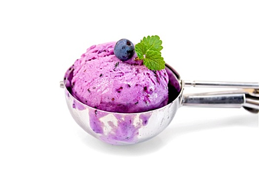 冰淇淋,蓝莓,勺子,薄荷味