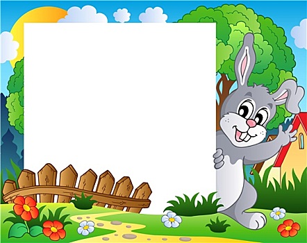 框,复活节兔子