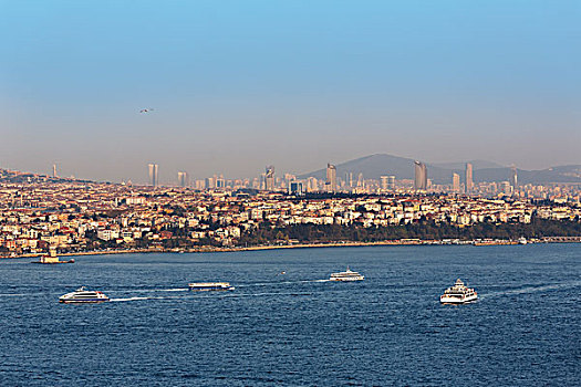 风景,加拉达塔,塔,上方,博斯普鲁斯海峡,伊斯坦布尔,亚洲,土耳其