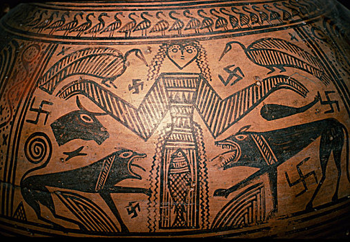 希腊人,罐,底比斯,公元前7世纪,艺术家,未知