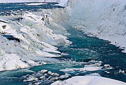 iceland,gullfoss,view,on,icy,waterfall