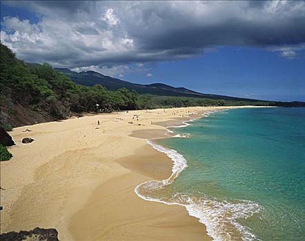 夏威夷,毛伊岛,广角,海滩,青绿色,水,人