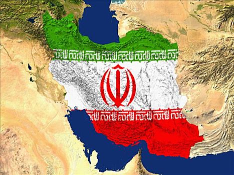 卫星图,伊朗,旗帜,遮盖