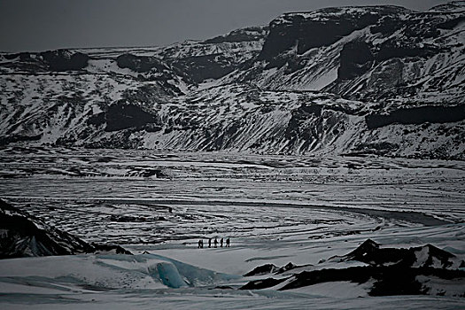 远足,走,冰河,冰岛