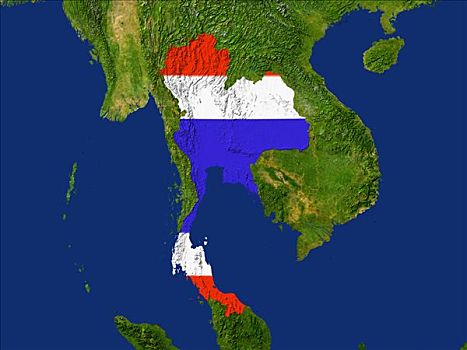 卫星图,泰国,旗帜,遮盖