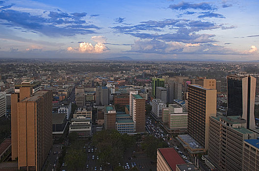 城市天际线,黄昏,内罗毕,肯尼亚