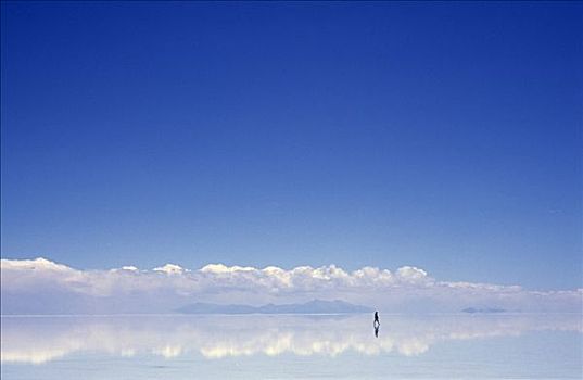 远足者,盐湖,乌尤尼,波托西地区,玻利维亚