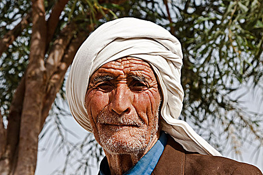 老人,穿,缠头巾,头像,突尼斯,非洲