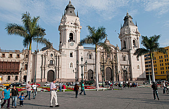 著名,大广场,中心,利马,秘鲁,教堂,旅游