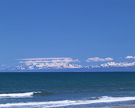 山,海洋,鄂霍次克海