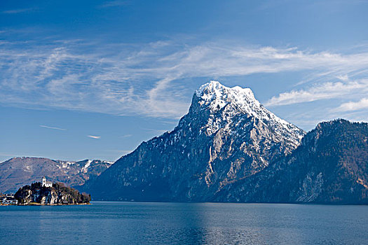 风景,特劳恩湖,湖,萨尔茨卡莫古特,上奥地利州,奥地利,欧洲