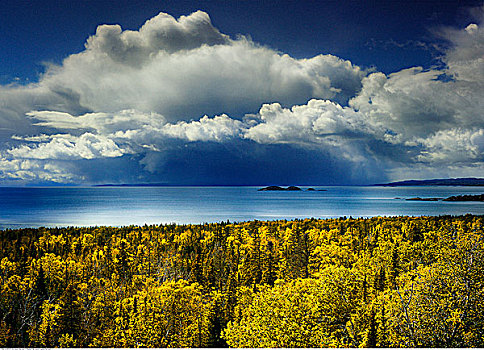秋天,景色,风暴,苏必利尔湖,安大略省,加拿大