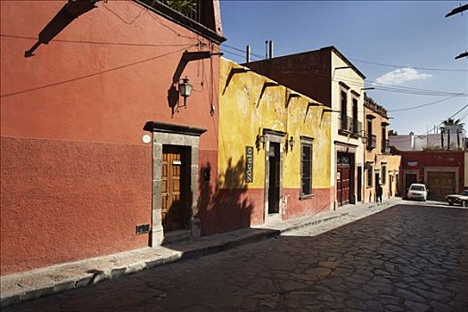 鹅卵石,街道,圣米格尔,瓜纳华托,墨西哥