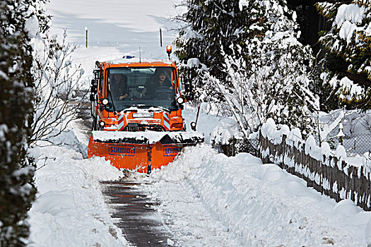 冬天,道路,推土机,雪,雪犁