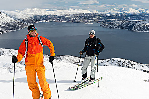 上升,滑雪,岛屿,特罗姆斯,挪威,欧洲