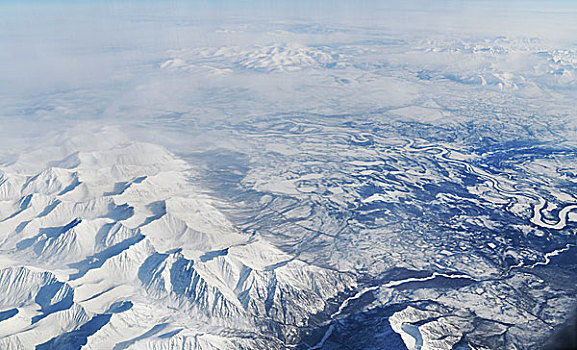 冰封的东西伯利来上扬斯克山脉