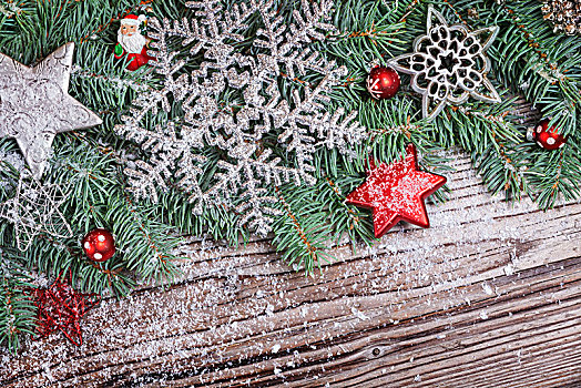 银,圣诞装饰,冷杉,木头