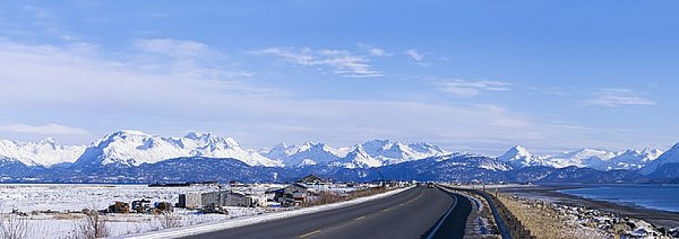 道路,山巒,本壘打,阿拉斯加,美國
