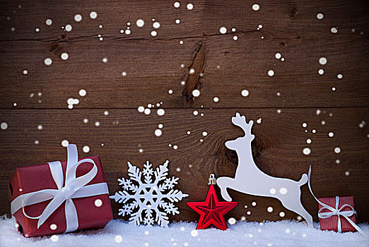 红色,圣诞贺卡,装饰,留白,雪花,雪