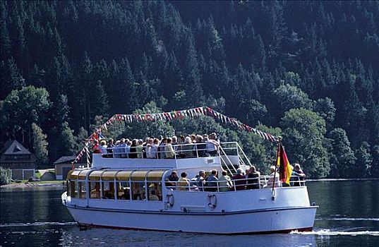 游览船,船,游客,湖,黑森林地区,巴登符腾堡,德国,欧洲