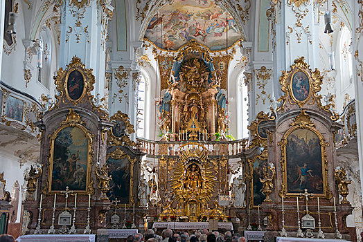 圣坛,教堂,回廊,安迪克斯,上巴伐利亚,巴伐利亚,德国,欧洲