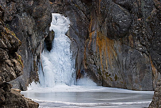 冰瀑,溪流,瀑布,卡纳纳斯基斯,艾伯塔省,加拿大