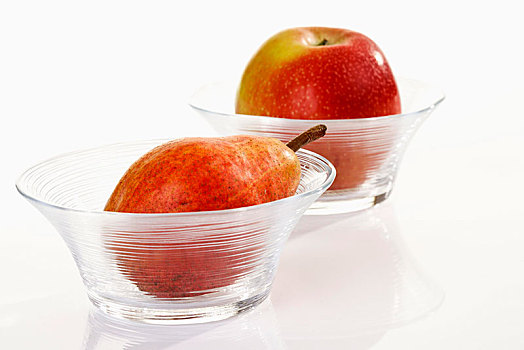 红色,水果,苹果,梨,玻璃碗
