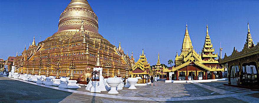 金色,瑞喜宫塔,庙宇,蒲甘,异教,缅甸,亚洲