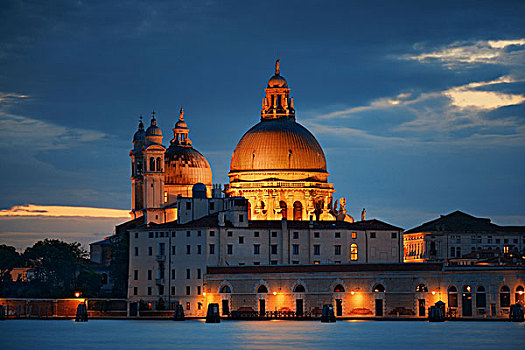 教堂,圣马利亚,行礼,夜晚,威尼斯,意大利