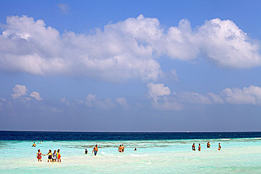马尔代夫,岛屿,海滩,人