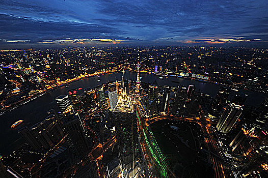 上海夜景鸟瞰