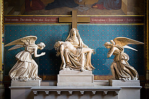 雕塑,圣母玛丽,拿着,耶稣,磨难,圣徒,巴黎,法国