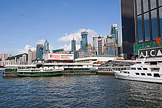 星,渡轮,码头,铜锣湾,天际线,香港