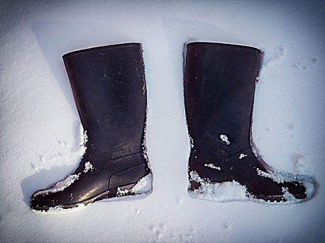 靴子,雪,冬天