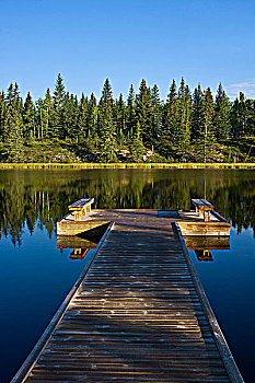 码头,湖,艾伯塔省,加拿大
