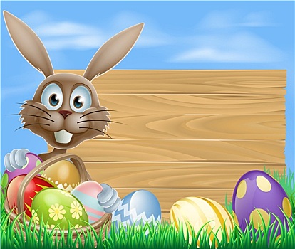 复活节彩蛋,篮子,兔子