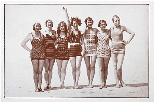 女人,海滩,20世纪30年代