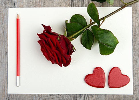 心形,玫瑰,红色,铅笔,情人节