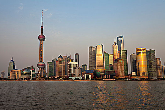 上海浦东陆家嘴的现代标志性建筑群