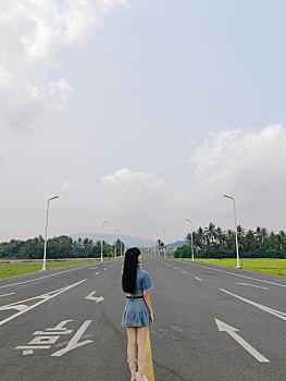 海南陵水富力湾环岛旅游公路稻田