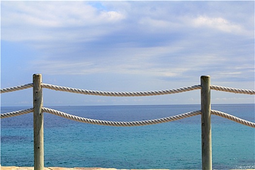 栏杆,海洋,绳索,木头