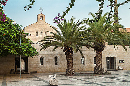 教堂,罗马天主教,加利利海,以色列,亚洲