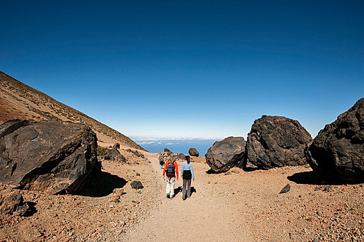 远足,小路,火山地貌,特内里费岛,西班牙,欧洲