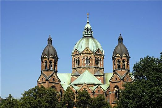 塔,穹顶,教堂,慕尼黑,上巴伐利亚,德国,欧洲